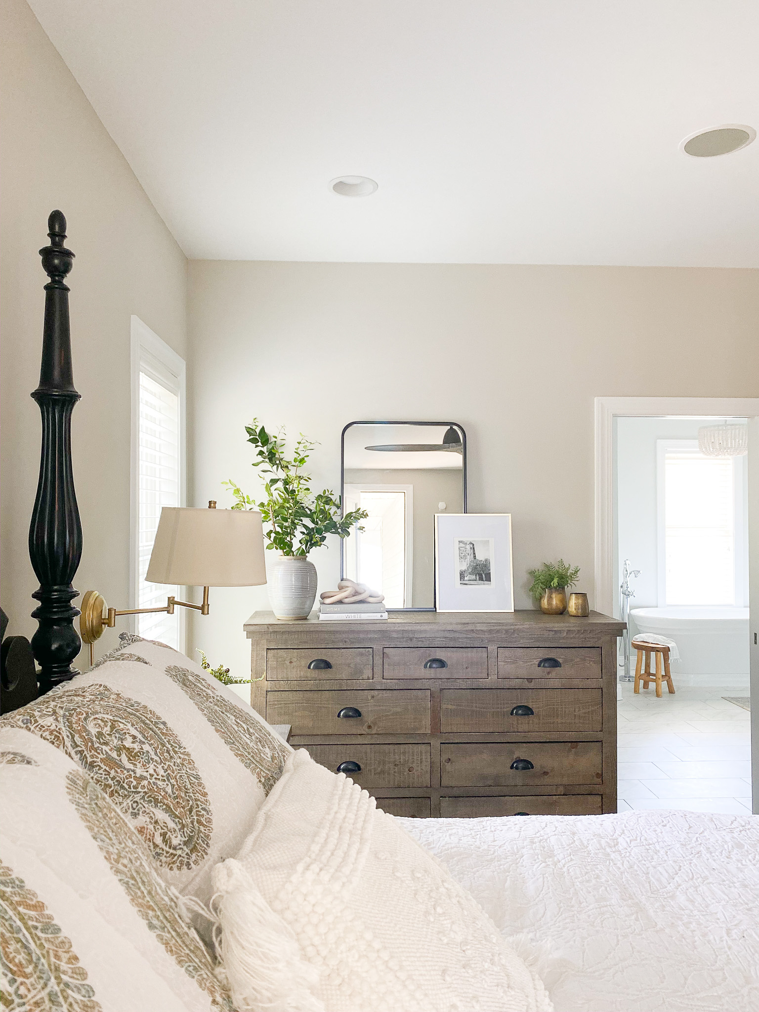 styling a dresser, how to decorate a dresser, dresser tips, decor tips, master bedroom decor