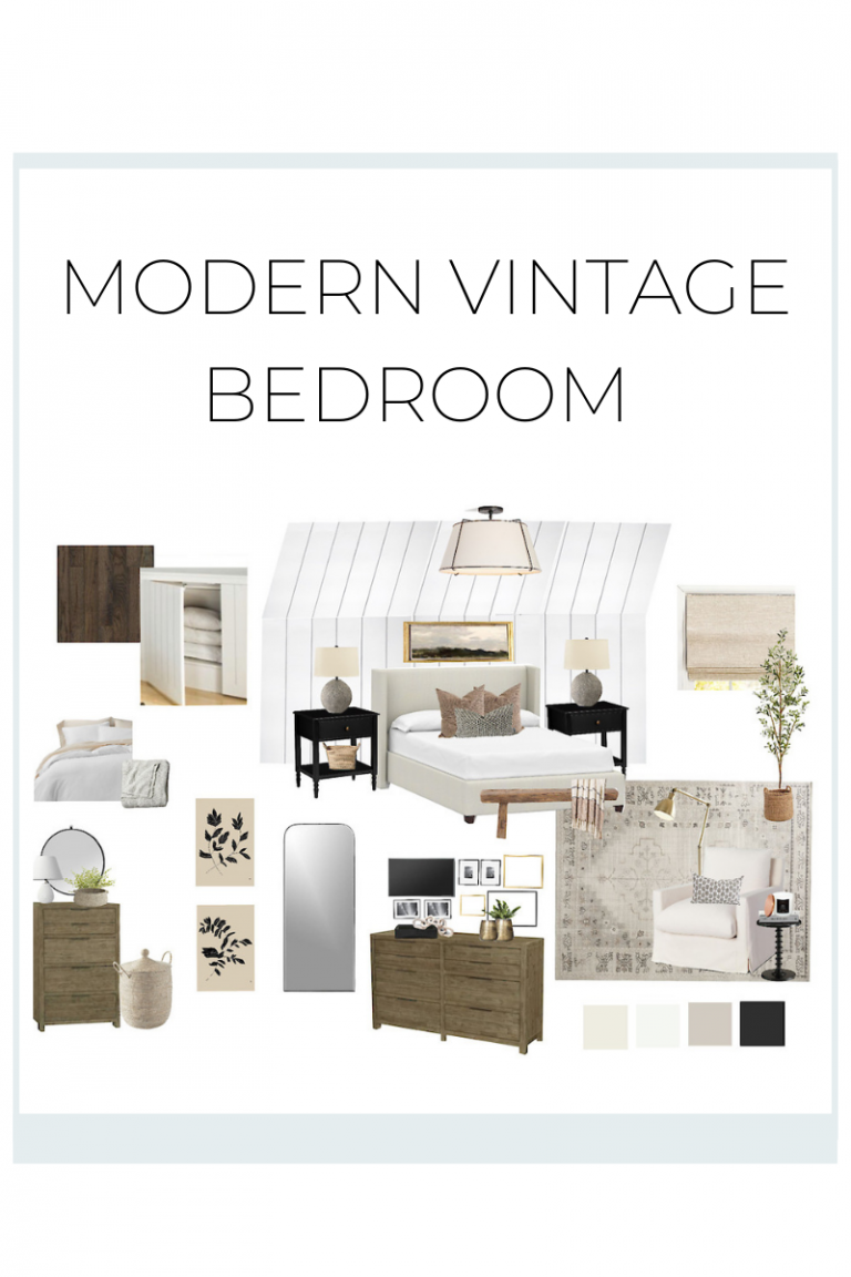 E Design Update: Modern Vintage Bedroom with Angled Ceiling