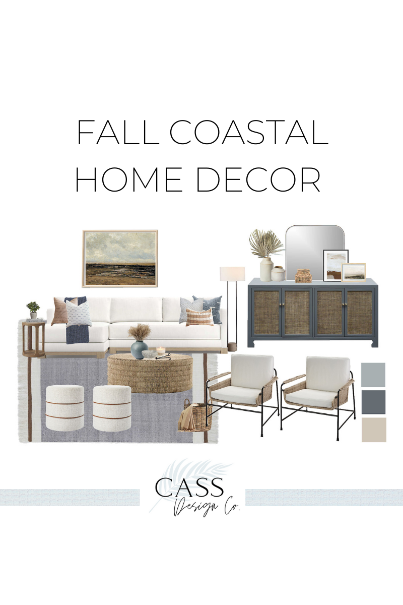 fall coastal home decor moodboard