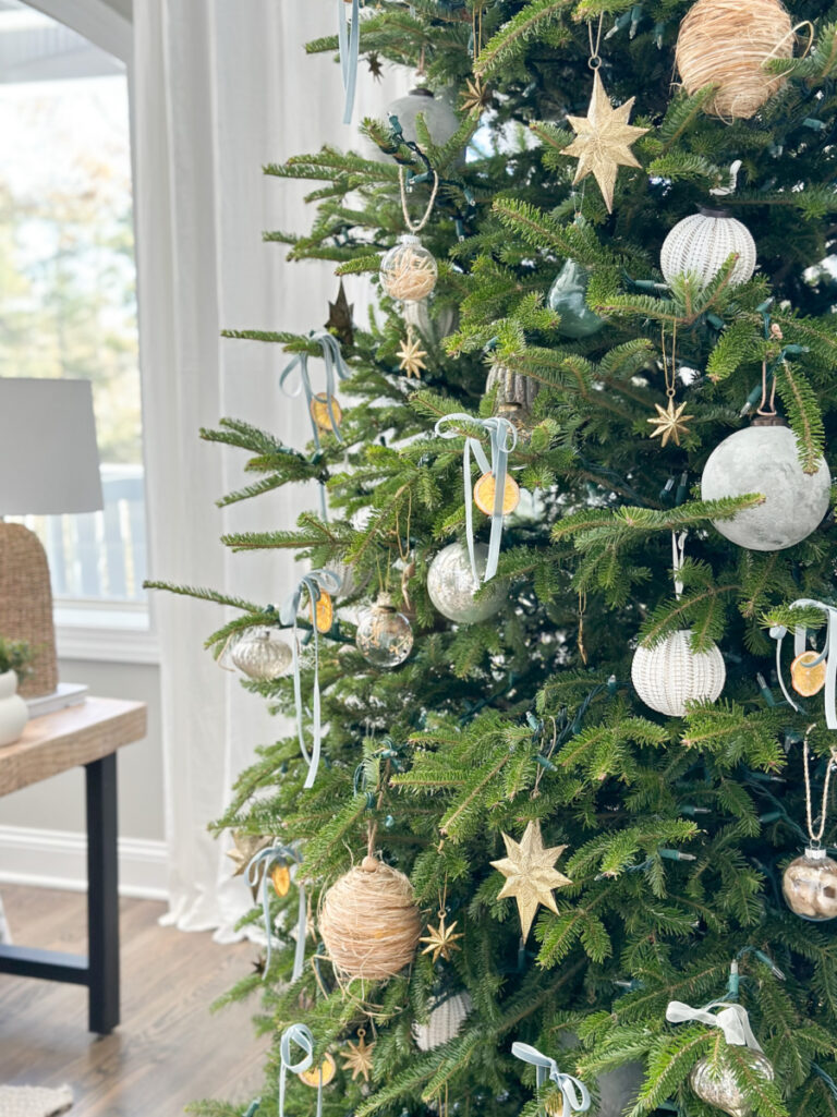 Blue Christmas Tree for a Modern Classic Coastal Style Home