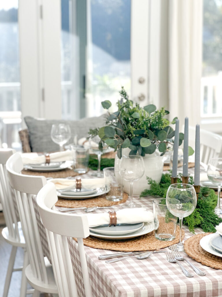 Holiday Table in Neutral and Blue