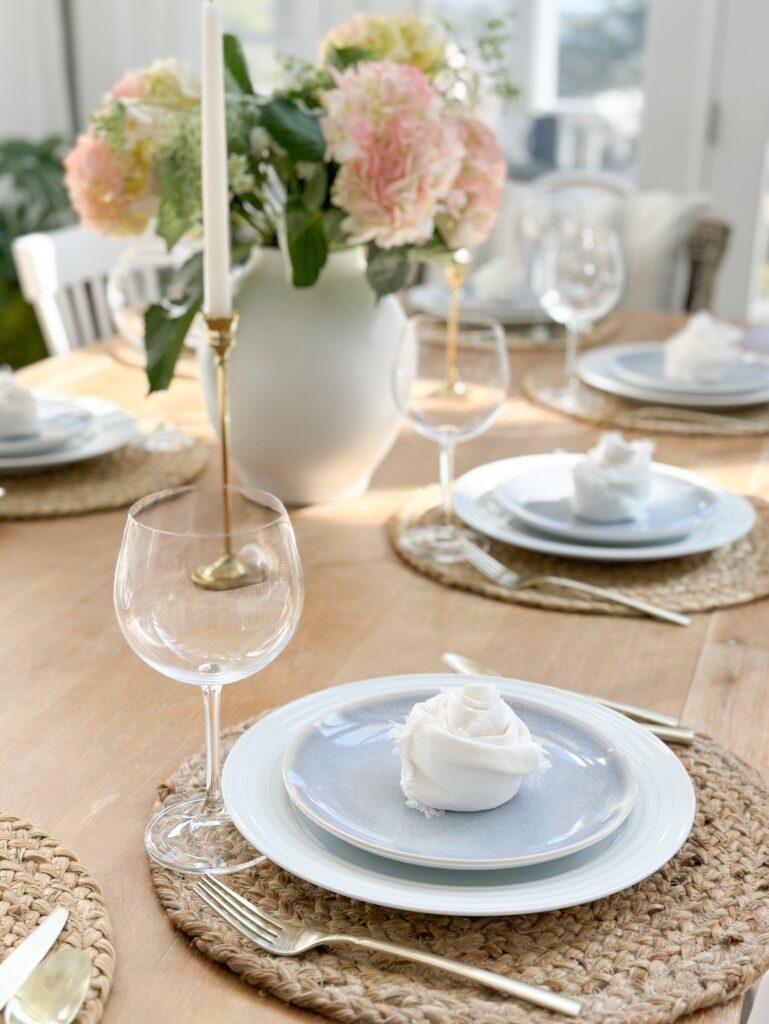 Girly floral tablescape for Valentine's Day,  baby shower