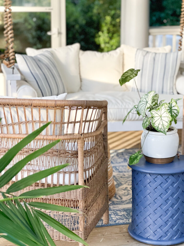 Back Porch Swing Seating and Plants