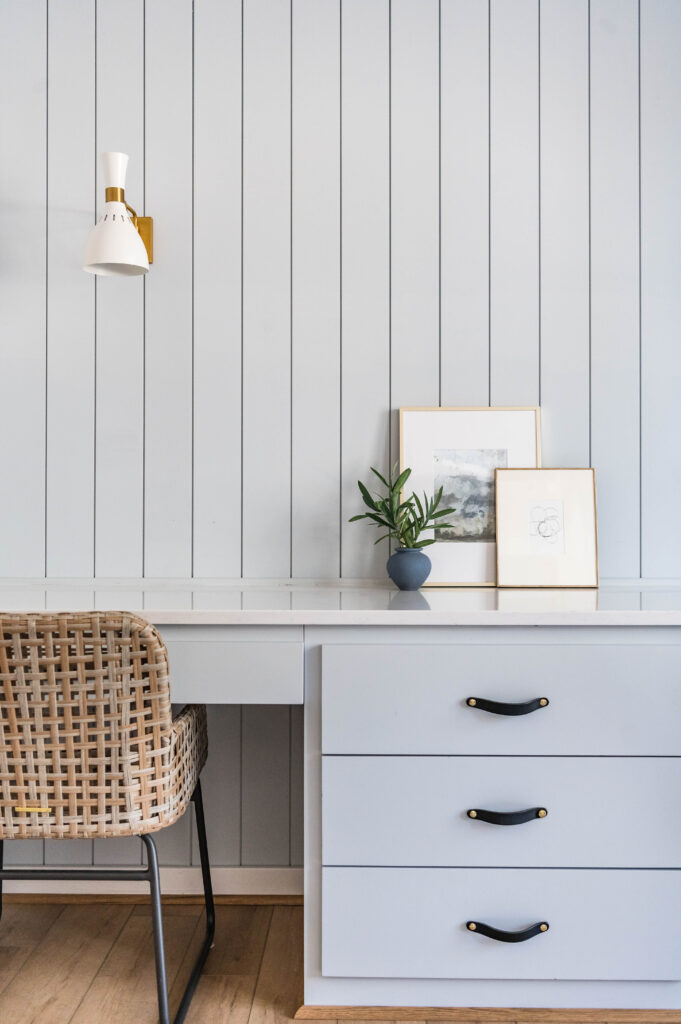 Home Office Space with Blue Shiplap