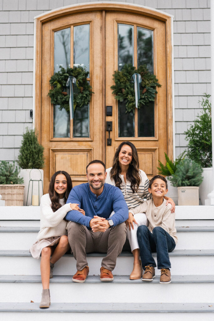 family on porch